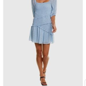 Blue and black dotted mini dress